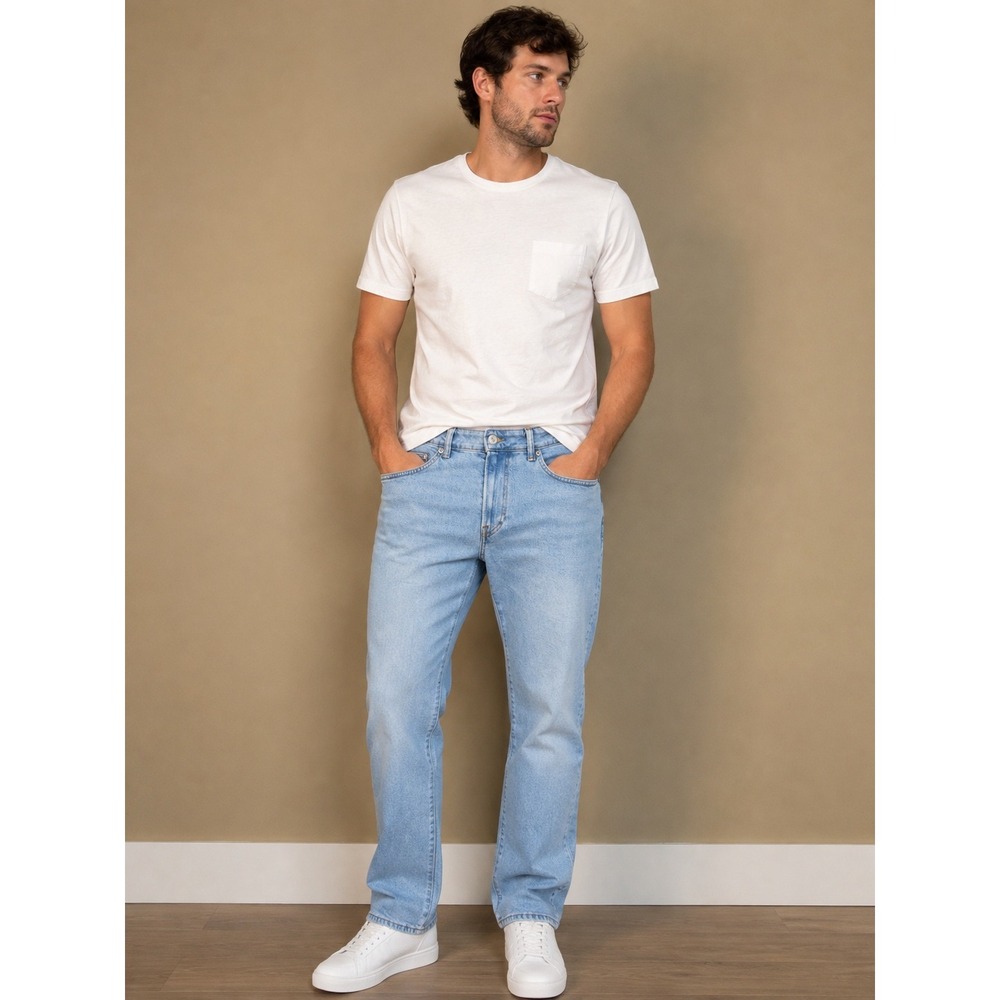 H&M Men's Regular Fit‎ Jeans Light Wash Straight Leg Size 36